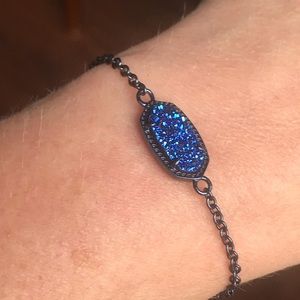 Kendra Scott Elaina Gunmetal w Blue Drusy Bracelet